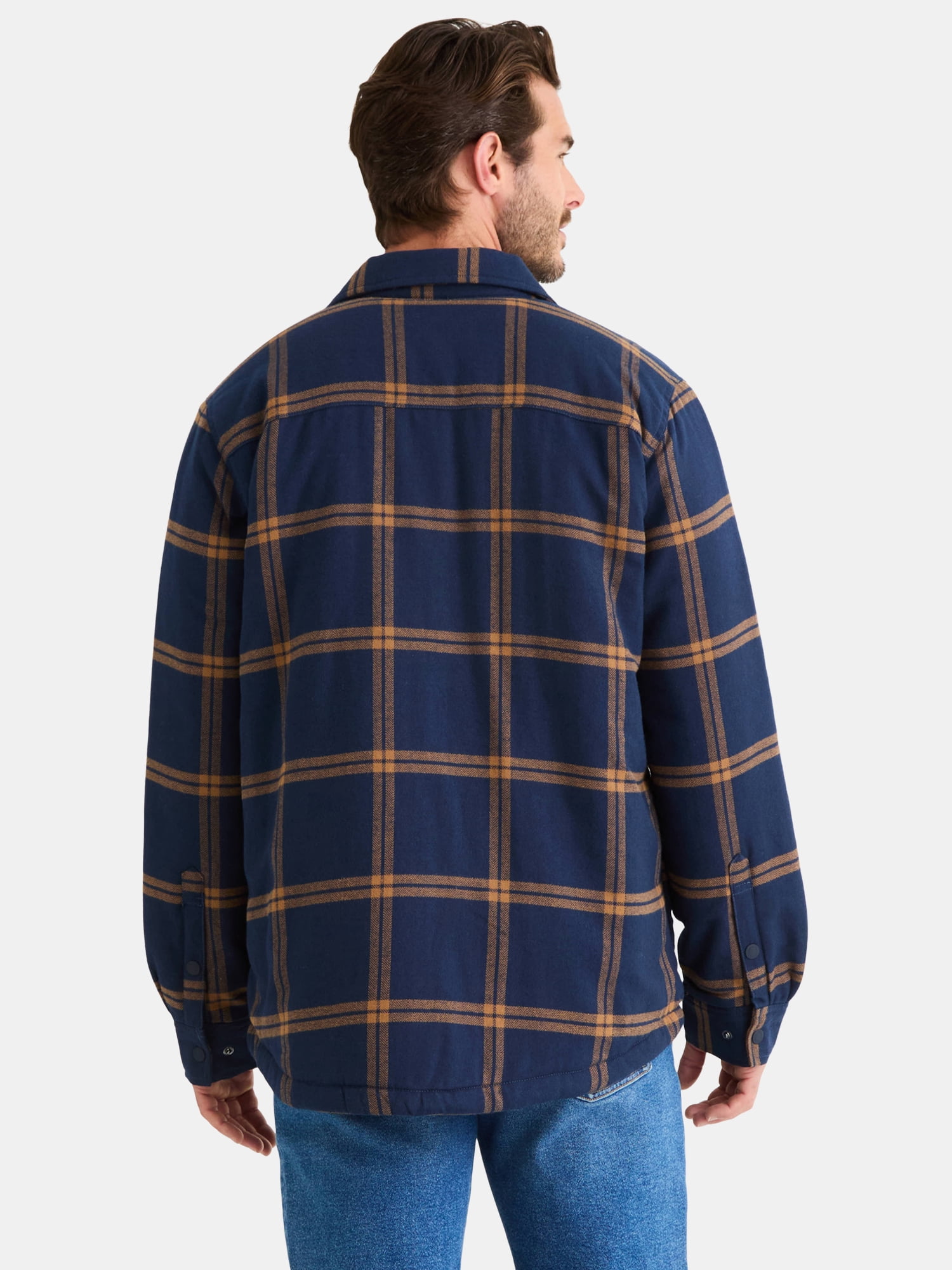 George Men's Shirt Jacket with Long Sleeves, High Pile Fleece Lining, Sizes S-3XL