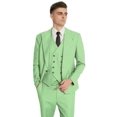 thumbnail image 4 of Men's Linen Suit 3 Piece Linen Suits Slim Fit Wedding Beach Casual Summer Linen Blazer Pants Suit Mint Green 4XL, 4 of 7