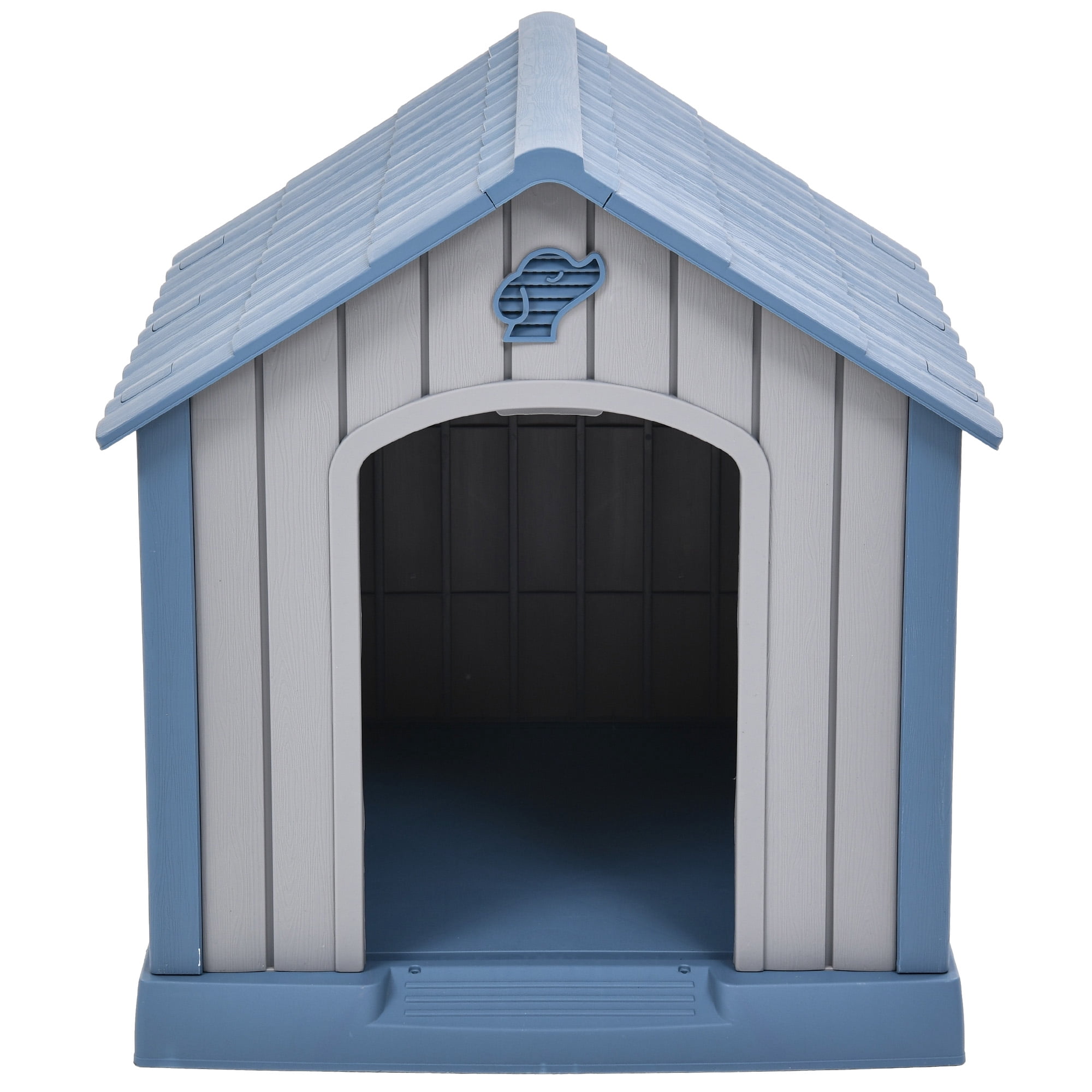 Dextrus Plastic Dog House Outdoor Indoor for Small Medium Large Dogs,Weatherproof Dog Houses with Elevated Floor and Air Vents,Durable Ventilate,29''L*30''W*32''H, Blue