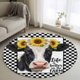 thumbnail image 2 of Farmhouse Cows Round Rug 4ft Washable Circle Entryway Rugs Non Slip Sunflower Daisy White Black Plaid Area Rug Indoor Floor Carpet for Bedroom Kitchen Living Room Home Office Dining Room Nursery, 2 of 8