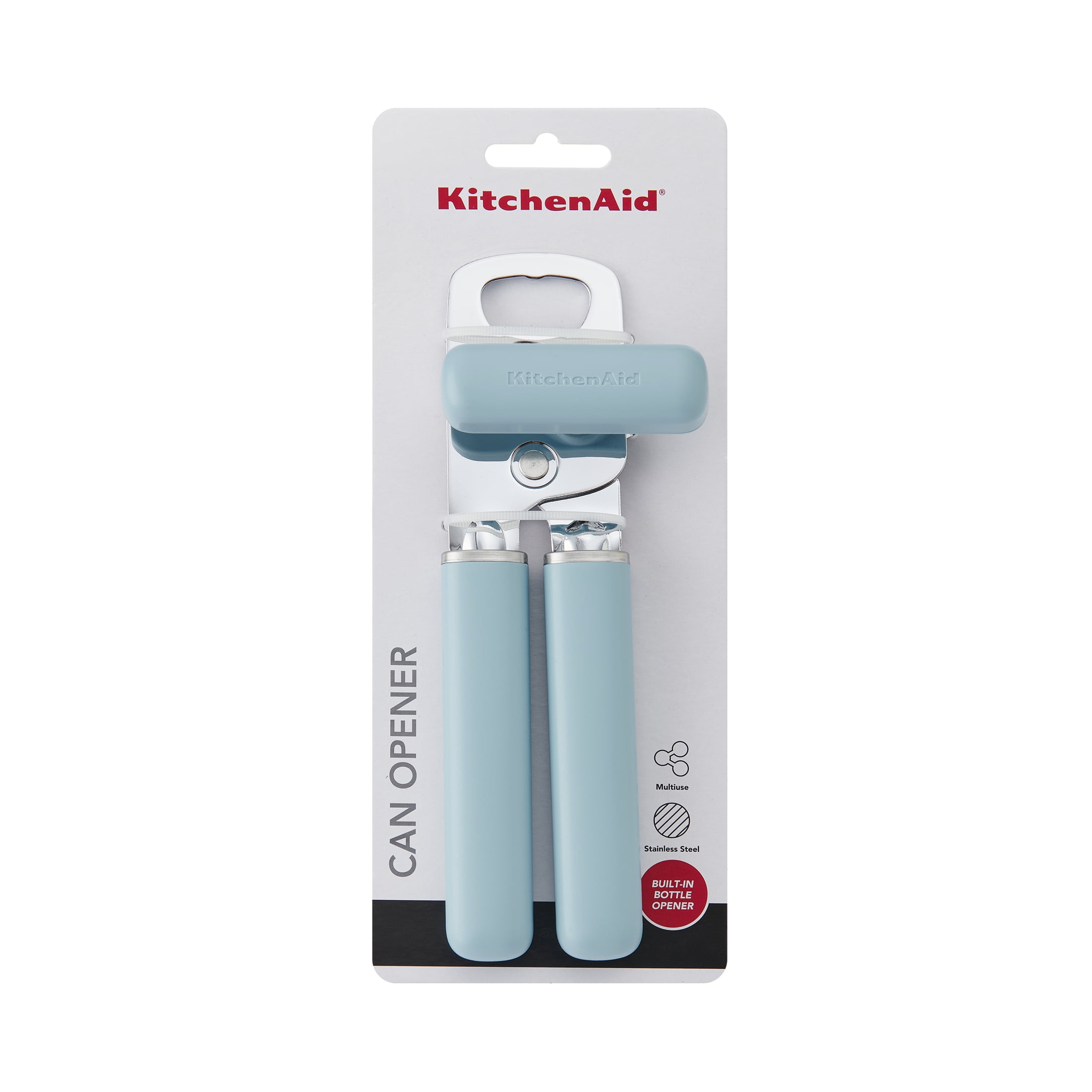 KitchenAid Stainless Steel Manual Can Opener with Bottle Opener and Ergonomic Grip, Mineral Water