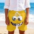 thumbnail image 2 of IWRICH Kids Boys Board Shorts Funny Face Frinted Elastic Drawstring Waist Swim Trunk Summer Casual Beach Bathing Suit,Size 1-14 Years 10-Yellow 160, 2 of 3