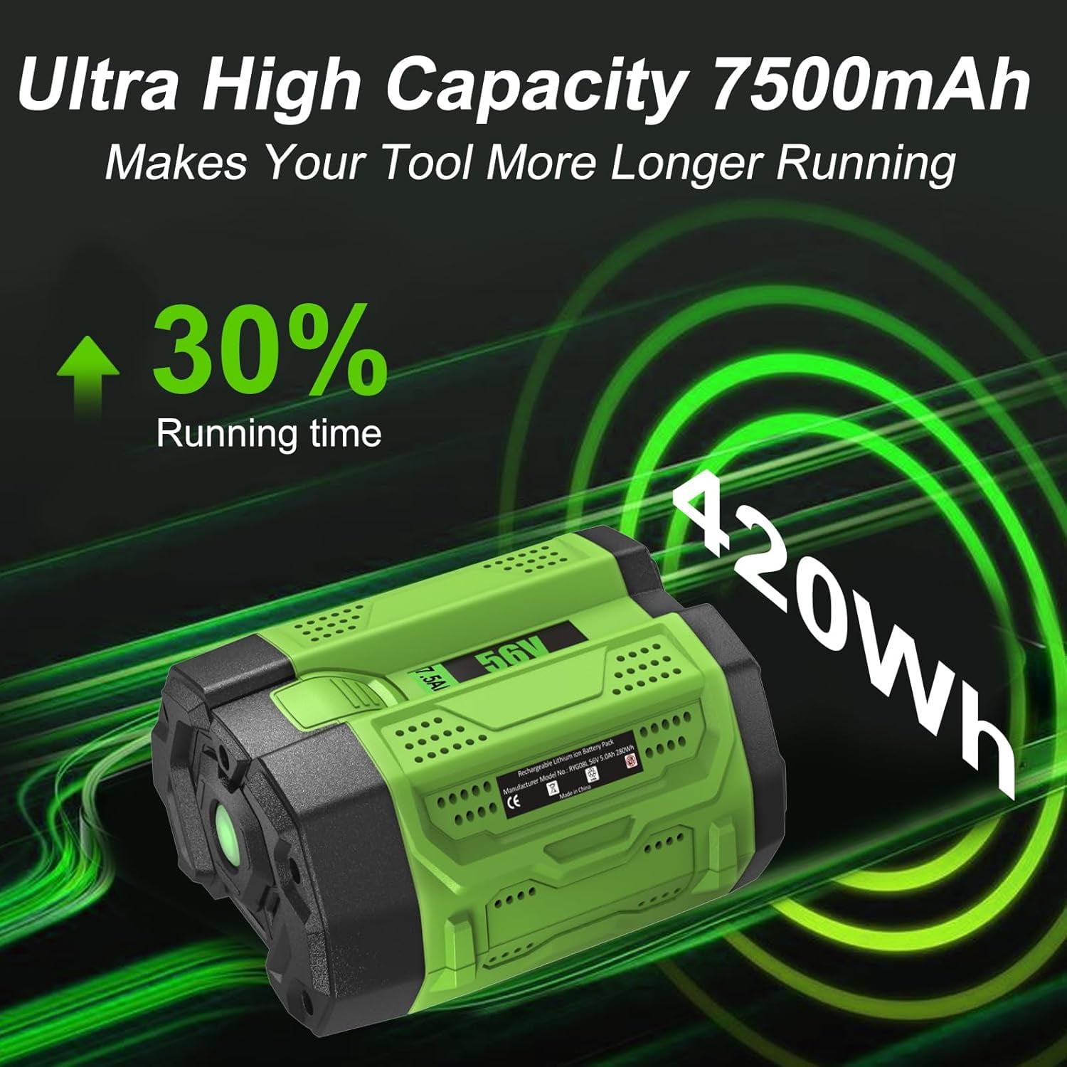 56Volt 7.5Ah Lithium Battery Replacement for EGO 56V Battery 7500mAh BA4200T BA4200 Compatible with EGO 56V Power Tools Lawn Mower, Snowblower