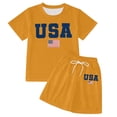 thumbnail image 4 of Patriotic Print Girls 2 Piece Outfit Short Sleeve Top And Shorts Comfy Casual Playwear For Toddler Kids Holiday Celebration, 4 of 4