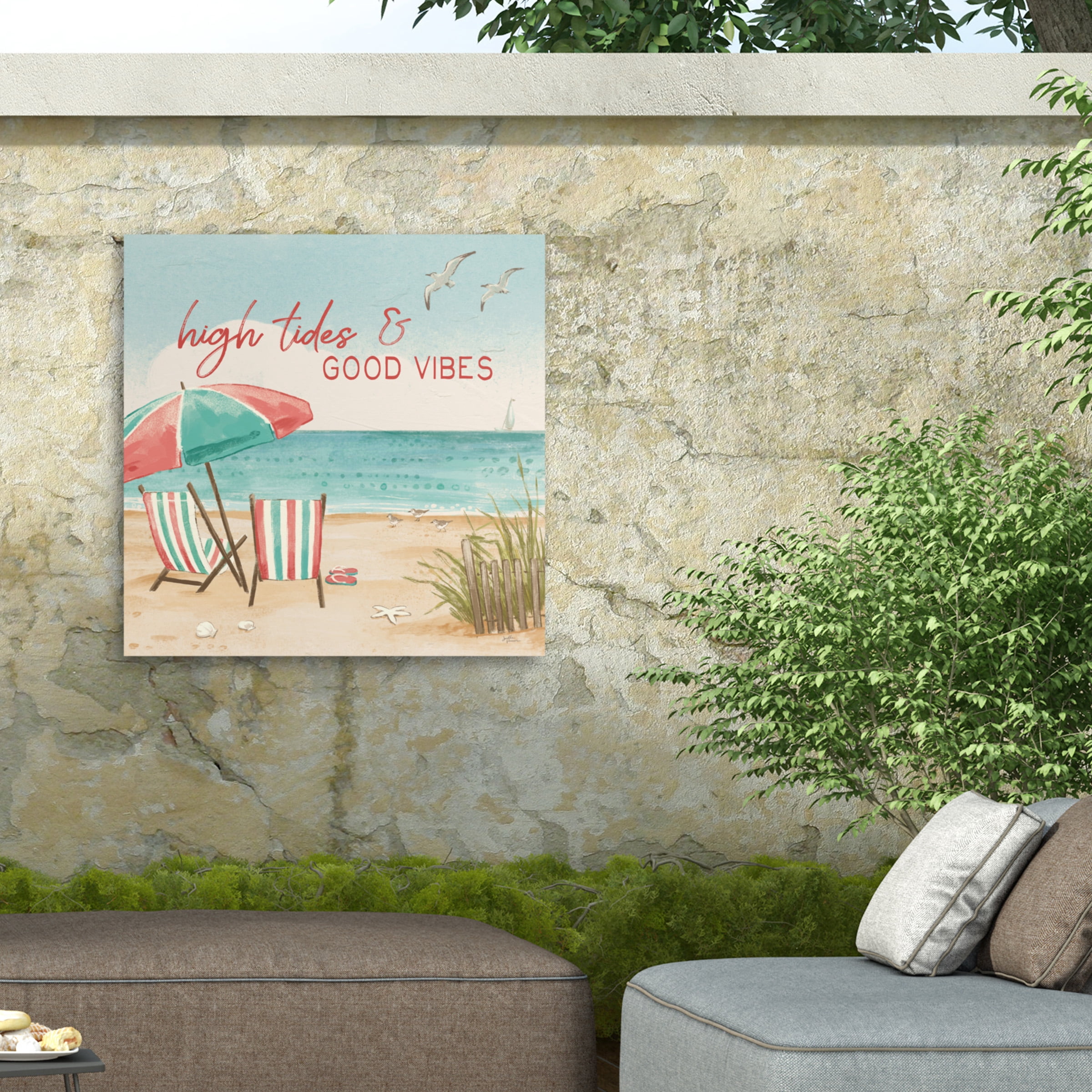 Janelle Penner 'Beach Time II' Outdoor Canvas 35x35