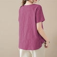 thumbnail image 5 of Camisas de Manga Corta para las Mujeres Blusas de Cuello Redondo con Botones Casuales, Camisa de Verano de Moda para Diarios Y Fiestas, 5 of 5