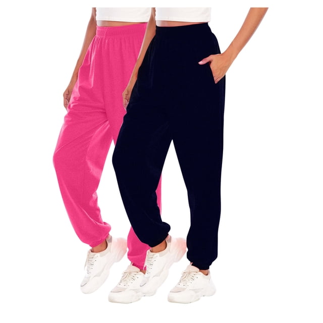 ameIAEA Women 2 Pack Sweatpants Drawstring Workout Running Pants Elastic Waist Lounge Pants