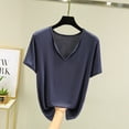 thumbnail image 2 of XuJwPNcy Womens Pajama Tshirt Sleepwear Solid Color V Neck Sleepshirts Comfy Casual Nightshirt for Women, 2 of 5
