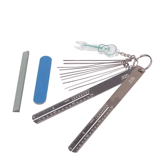Greeniant Cuerdas de guitarra Alambre de diapasón Acero inoxidable DIY Piedra de afilar Tuerca Ranurado Herramienta de archivo Kit Instrumentos musicales Accesorios para instrumentos musicales Greeniant OD025241-00