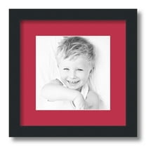 ArtToFrames 12x12" Matted Picture Frame with 8x8" Single Mat Photo Opening Framed in 1.25" Satin Black and 2" Rouge Mat (FWM-3926-12x12)
