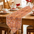 thumbnail image 2 of Boho Orange Table Runner Linen Burlap Table Runner 108 Inches Long Country Style Bohemian Floral Retro Tribal Dresser Scarves for Kitchen Island Coffee Dining Party Wedding Holiday Decor 13"x108", 2 of 8