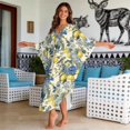 thumbnail image 3 of Xixirimido Bird Lemon Floral Print Women's Kaftan Dresses Plus Size Beach Cover Up V-Neck Batwing Sleeve Swimsuit Coverup Summer Caftan Dress, 3 of 7