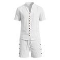 thumbnail image 4 of Letdown Men's Linen Sets 2 Piece Outfits Casual Short Sleeve Button Down Shirts and Pants Summer Lightweight Beach Vacation Outfits, 4 of 4