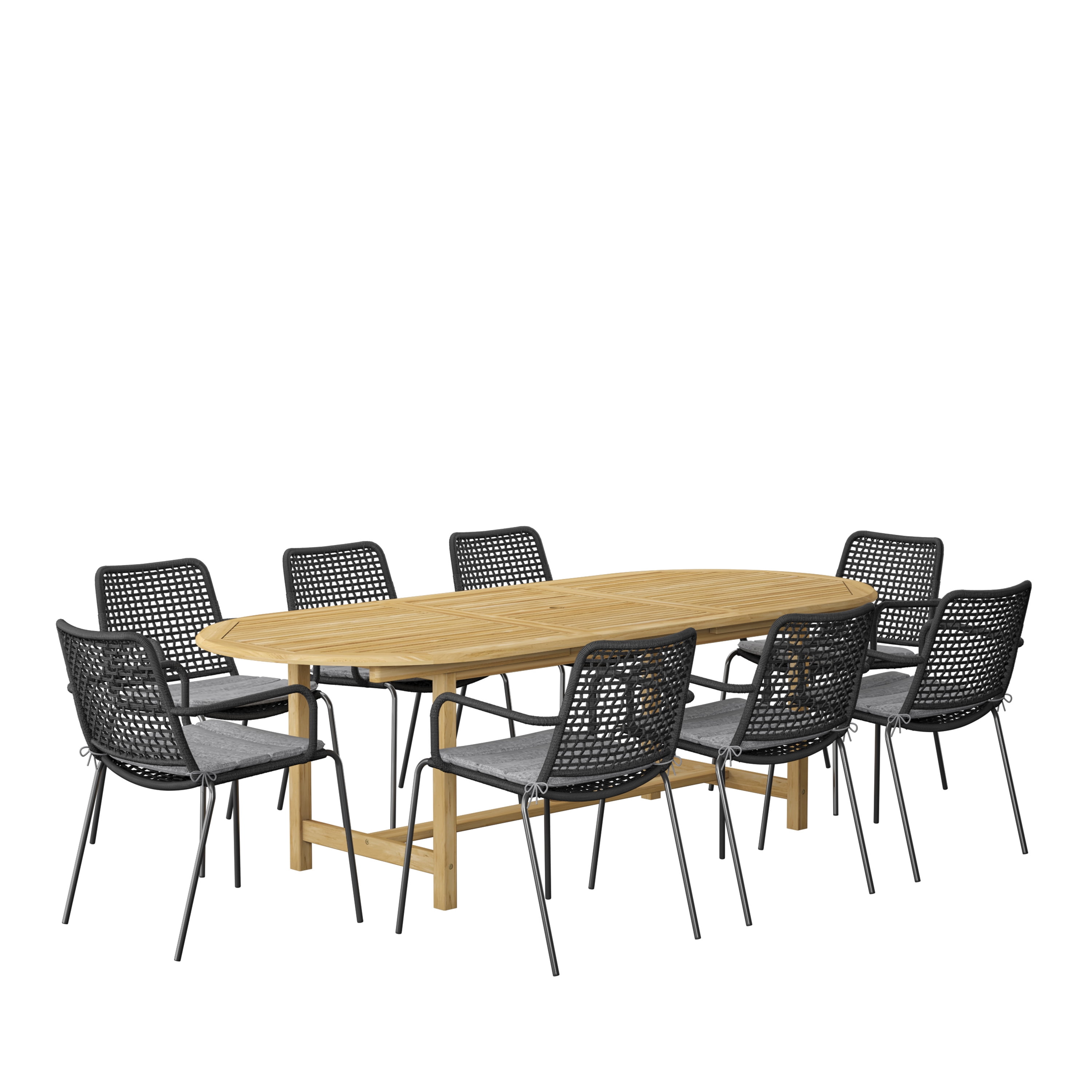 Siloam 9 Pieces Certified Teak Oval Outdoor Dining Set