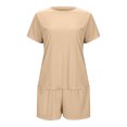 thumbnail image 5 of Zszcpp Young Adult Outfits Sets Women Shorts Set Ribbed Knit Short Sleeve Crewneck Suitable Loungewear Brief Style Outfit Clothes Sets, 5 of 8