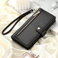 thumbnail image 7 of Allytechgroup Wallet Case for Apple iPhone 13, 9 Cards Holder + Zipper Pocket + Hand Wrist Shockproof Stand Flip Cover RFID Blocking Phone Case for Women Men, Black, 7 of 7