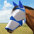 thumbnail image 1 of Maskology Horse Fly Mask Long Nose with Ears UV Protection for Horse Signature Blue (XL; Extra Full), 1 of 6