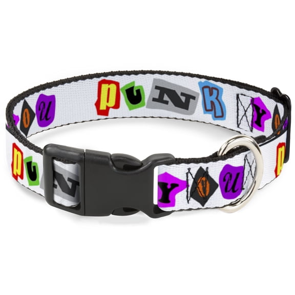 Buckle-Down Pet Collar, Dog Collar Plastic Buckle, Punk You White Full Color, 20 to 31 Inches 1.5 Inch Wide
