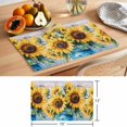 thumbnail image 6 of Sunflower Placemats Set of 12 Watercolor Yellow Floral Vintage Wooden Grain Place Mats Indoor Wipeable Table Mats Washable Cloth Dining Table Placemats for Kitchen Holiday Party Home Decor 13x19 Inch, 6 of 9