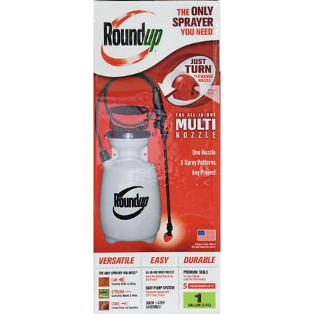 Roundup 1 Gallon Lawn dan Garden Sprayer dengan All-in-One Nozzle