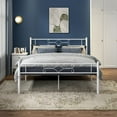 thumbnail image 2 of VECELO Full Size Metal Platform Bed Frame with Headboard and Footboard, Strong Steel Slat Support/No Box Spring Needed, Easy Assembly, White, 2 of 8