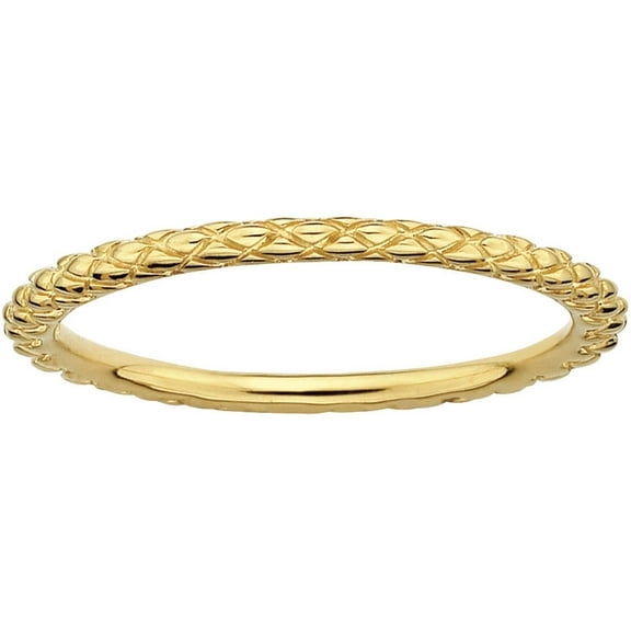 Stackable Expressions Sterling Silver Yellow Gold-plated Criss-cross Ring
