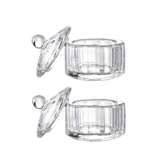 Uuyyeo 2 Piezas Claro Nail Art Acrílico Líquido Polvo Dappen Plato Tazón Vidrio Tazas Cristalería Herramientas Con Tapa A