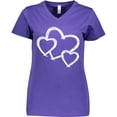 thumbnail image 3 of Inktastic Three White Hearts Women's V-Neck T-Shirt, 3 of 5