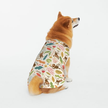 Honeii Monkeys in the Jungle Pattern 100% Cotton Dog Clothes Dog Costumes Doggie Shirts Puppy Shirt Pet Vest Tank Top Cat Tee-4X-Large