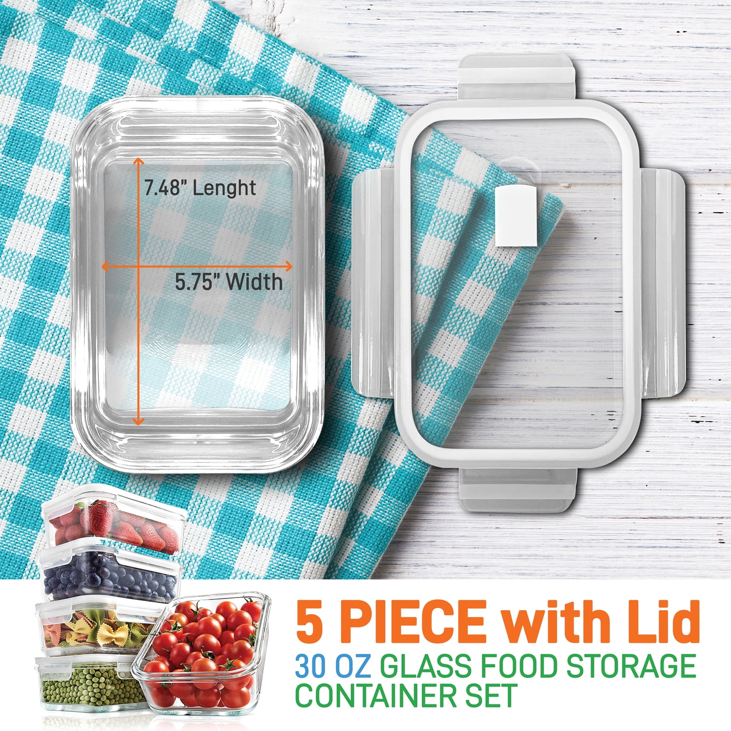 NutriChef 12 Pcs. Mini High Borosilicate Glass Round Meal-Prep Containers  with Airtight Lid, 4oz