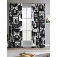 thumbnail image 2 of Eiffel Tower Sheer Curtains 63 Inch Length 2 Panels Set for Living Room/Bedroom, Vintage France Romantic European Paris City Art Kitchen Curtains Grommet Curtains Window Treatments 42"x63"x2, 2 of 7