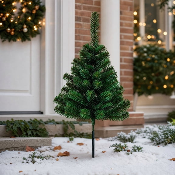 Christmas Tree Ground-Stake Lights, Plastic Outdoor Holiday Decoration for Yard, Garden, Lawn, Porch and Walkway, Festive Illuminated Christmas Display