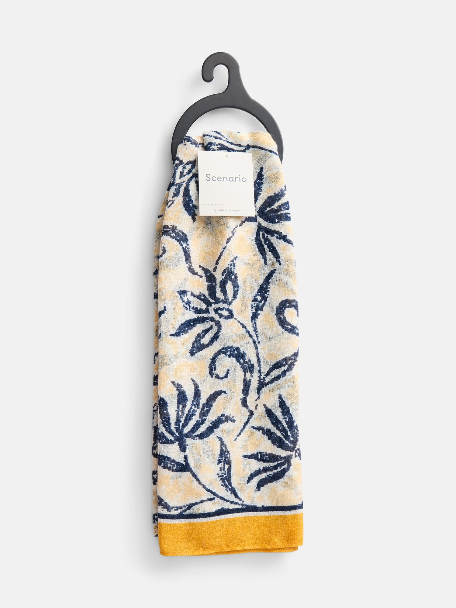 Scenario Women's Woven Oblong Printed Scarf, Yellow