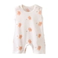 thumbnail image 2 of Kids Girl Romper Sleeveless White Bear Print Cotton Soft Breathable Snap Onesie 0-24 Months,Size 73, 2 of 5