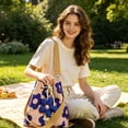 thumbnail image 5 of AZXY Womens Floral Drawstring Canvas Tote Bag Large Crossbody Shoulder Handbag, Convertible Purse with Bag Charm, Anti Theft Travel Bag for Work Beach Gym Lunch Makeup Shopping Outdoor Daily Storage, 5 of 8