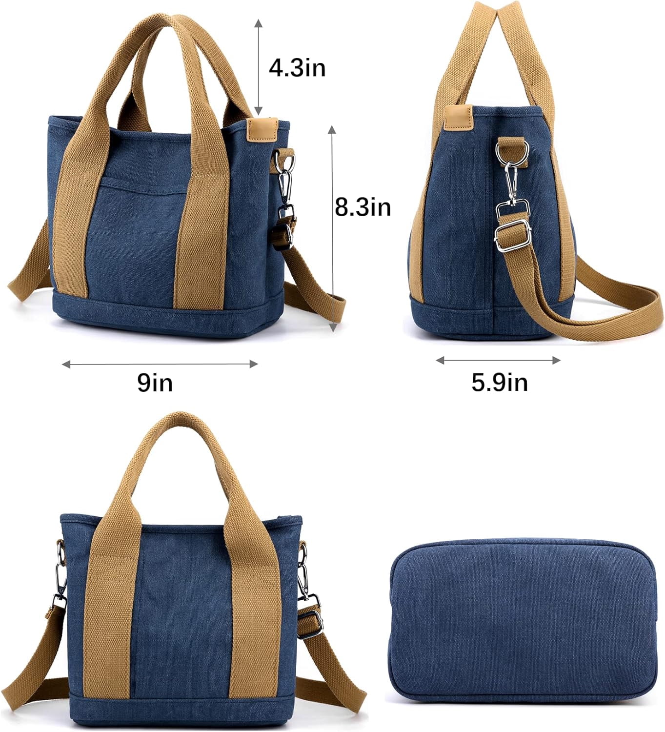 Tote Bag with Zipper Tote Bag for Women Canvas Crossbody Bag Shoulder Bag Satchel Hobo Bag Messenger Bag 2024