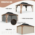 thumbnail image 4 of EAGLE PEAK 12x16 Outdoor Wood Look Aluminum Frame Gazebo with Galvanized and Powder Coated Steel Double Roof, Includes Netting and Curtains, 4 of 8