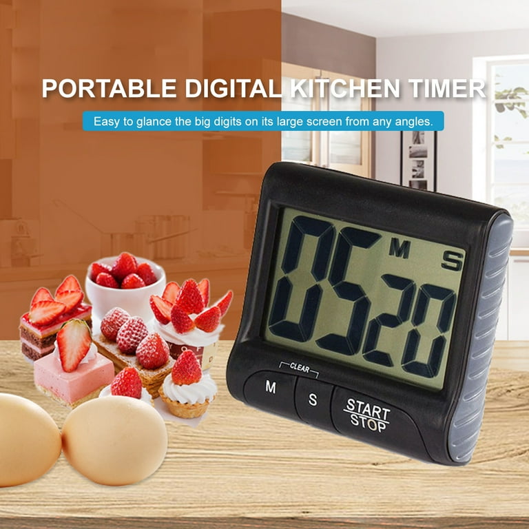 Htovila Digital Kitchen Timer with Strong Magnet Back Stand Hanging Hole Loud Alarm Large LCD Display Cooking Timer Clock for Time Management Workout