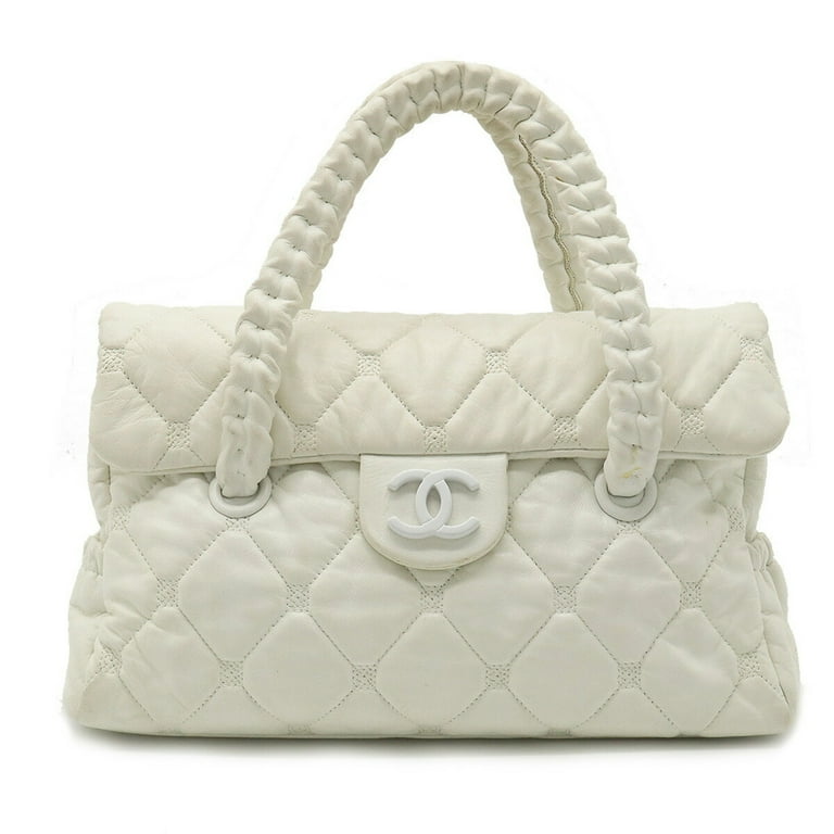 used Pre-owned Chanel Chanel Here Mark Handbag Leather White (Good), Adult Unisex, Size: (HxWxD): 20cm x 31cm x 12cm / 7.87'' x 12.2'' x 4.72