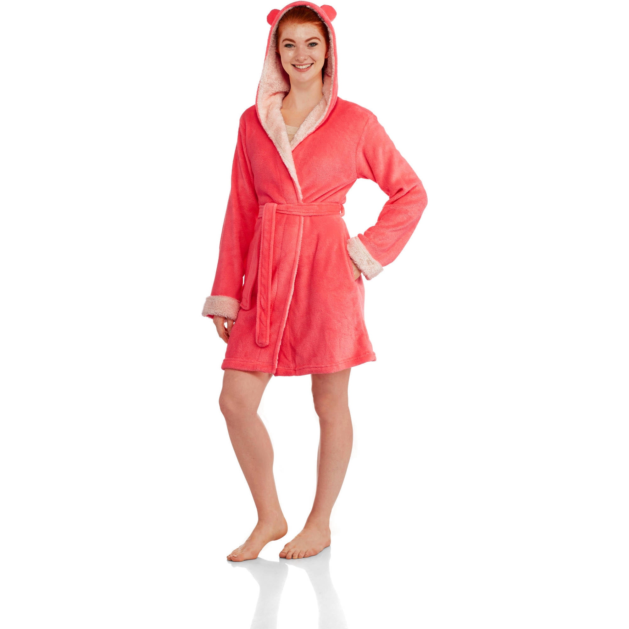 Juniors Huggable Plush Sherpa Lined Hooded Robe