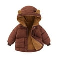 thumbnail image 4 of GYRATEDREAM Kids Winter Jacket Boys Girls Warm Winter Snowsuit Jacket Outerwear Clothes Zipper Thick Fleece Removable Hooded Snow Coat for 3-4Y Brown, 4 of 6