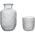 thumbnail image 1 of Vintage Bedside Water Carafe and Glass Set, Bedroom Nightstand, Bedside, Ticked Glass Mouthwash Decanter ，Mouthwash Bottle & Midnight Drink Dispenser, Elegant Glassware for Juice(1set - LI - ), 1 of 5