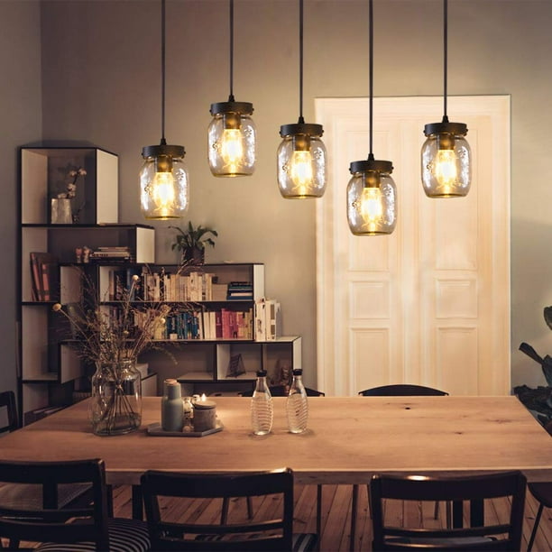 Wellmet Farmhouse Chandelier Glass Mason Jar Adjustable 5 Light Dining Room Lighting Fixtures Hanging Rustic Light Walmart Com Walmart Com