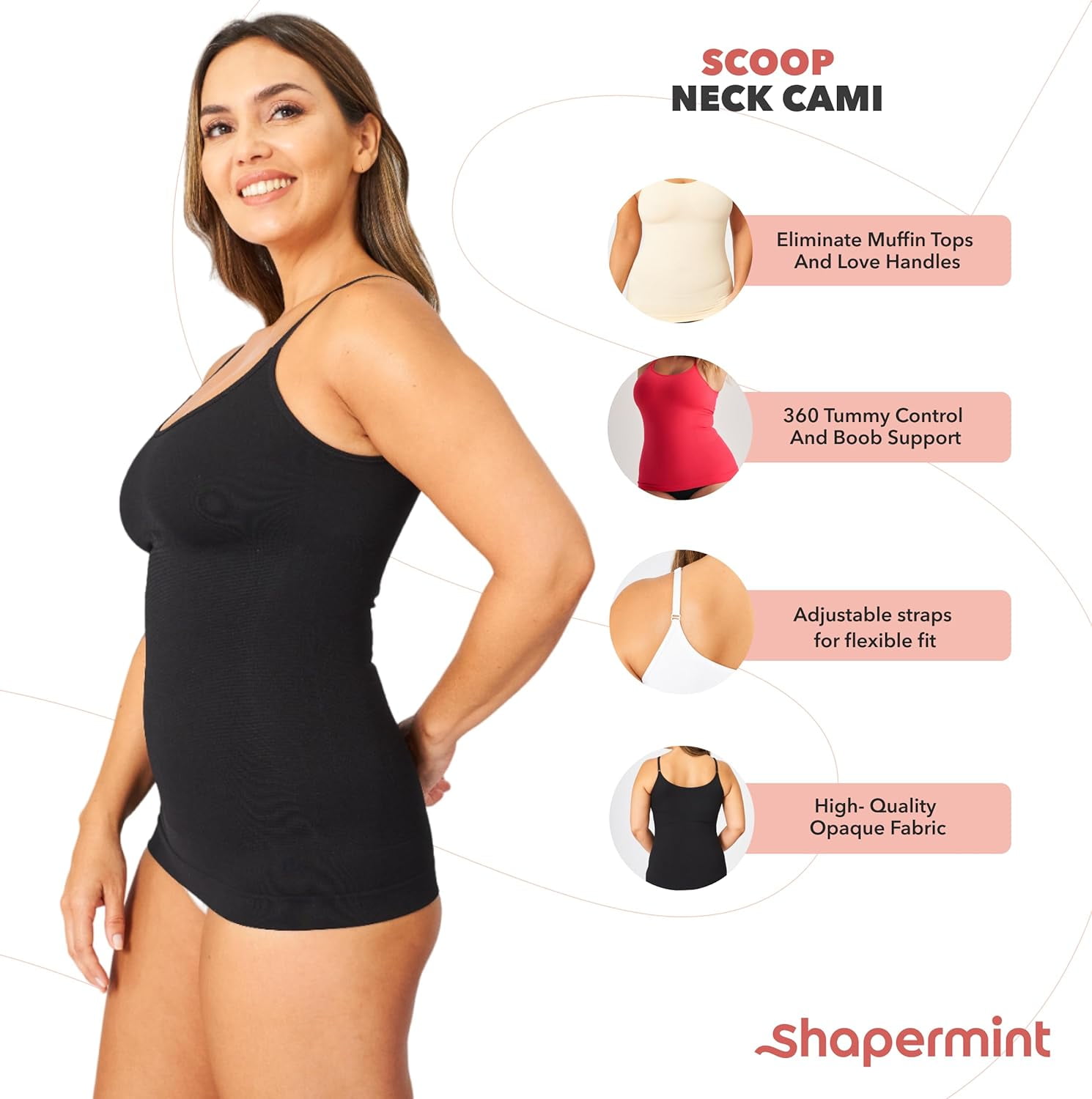 SHAPERMINT Scoop Neck Bodysuit para Mujer, Ecuador