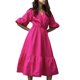 thumbnail image 3 of SAYOO Vestido de verano de mujer, vestido de moda de cuello V de color sólido y esponjoso SAYOO moda, 3 of 6