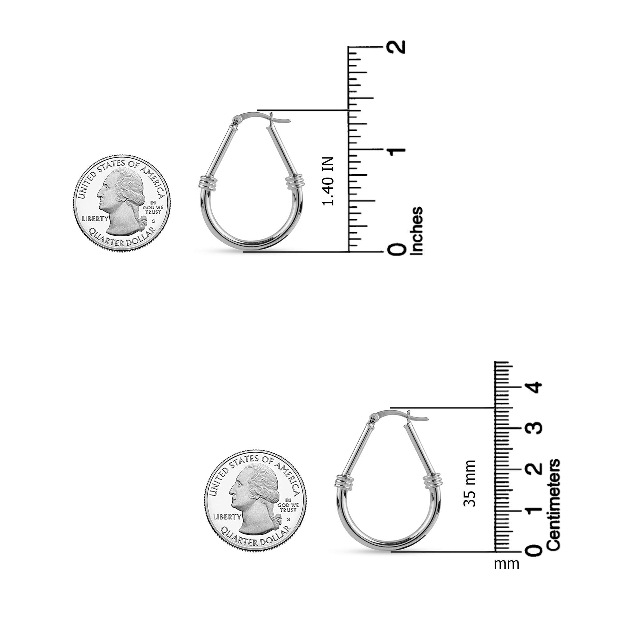 LeCalla 925 Sterling Silver Click-Top Italian Design Classic Oval Hoop Earrings Jewelry for Women and Teen 34MM