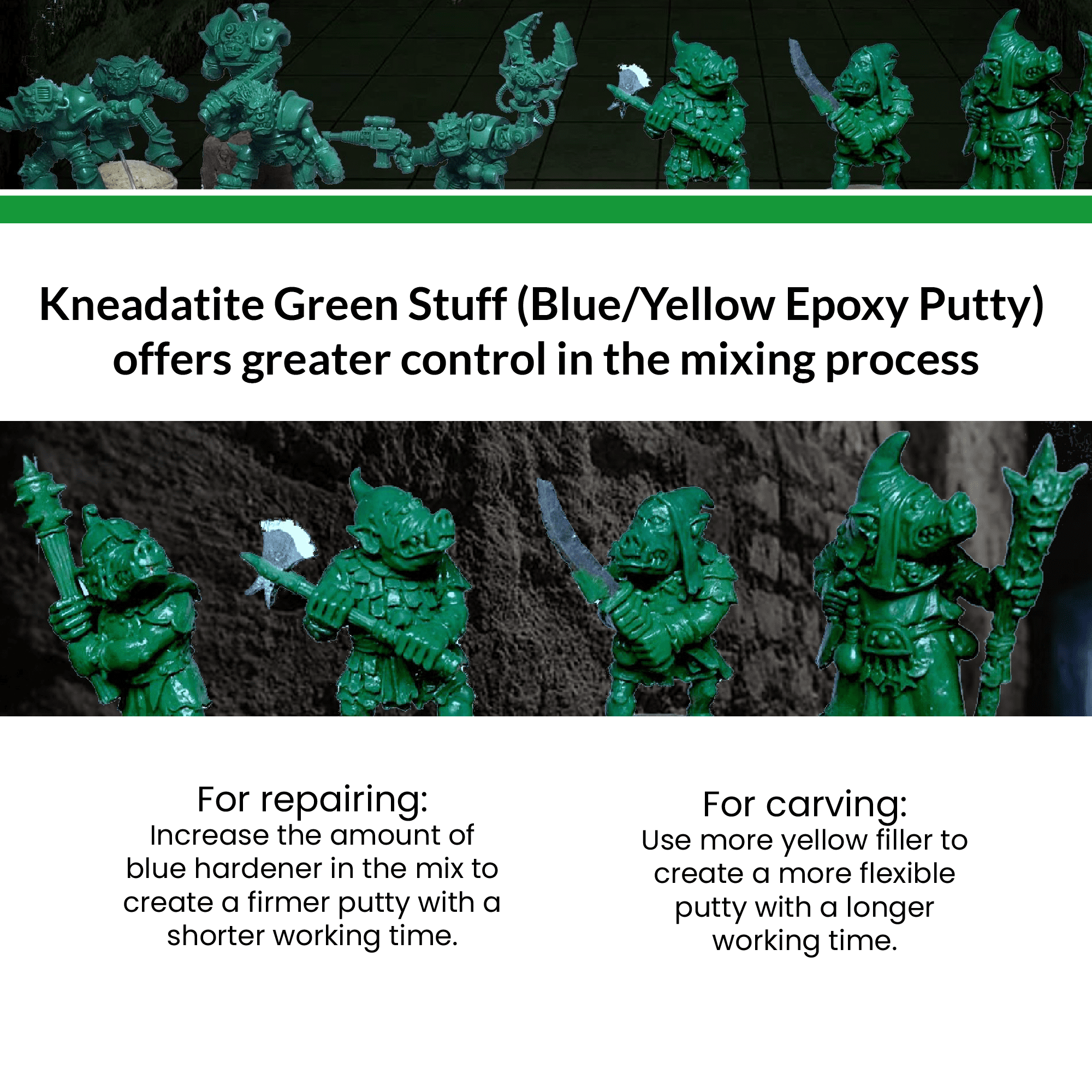Kneadatite Green Stuff Blue/Yellow Two-Part Epoxy Putty Tape