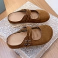 thumbnail image 6 of longantii Women's Mary Jane Mules Suede Slip-On Hook and Loop Round Toe Chunky Platform Flat Cute Casual Shoes for Daily Outdoor Brown, 6 of 6
