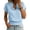 Light Blue, variant on Summer Tops for Women Ruffle V Neck Short Sleeve Cinched Hem Shirts Dressy Casual Solid Color Blouses