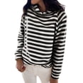 thumbnail image 3 of QAFOPEH Women Hooded Long Sleeve Horizontal Stripes Printed Colorblock Top, 3 of 6